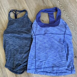 lululemon athletica Blue and Gray Tank Tops